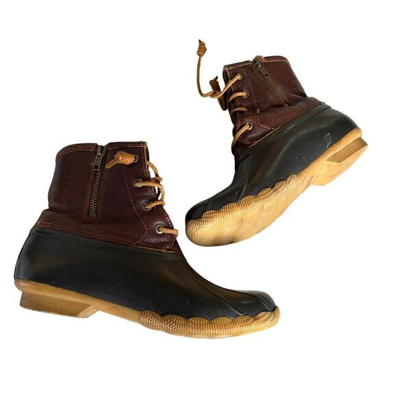 Sperry Women Size 8 Brown and Black Saltwater Hunting Outdoor Duck Rain Boots - Picture 8 of 11